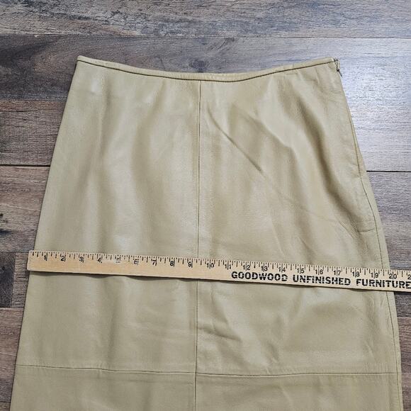 For Joseph by Ciao Bella Tan 100% Leather Pencil Skirt Womens 28/6 Mob Wife New - Picture 8 of 11